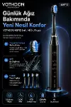 Şarjlı Diş Fırçası 15000 Vpm Titreşim Gücü, 500mah Batarya, 5 Tezlik Modu Siyah-2