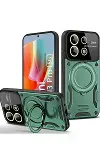 Xiao Red Note 13 Pro 5G Kılıf Joy Lens Standlı Kapak - Koyu Yeşil-1
