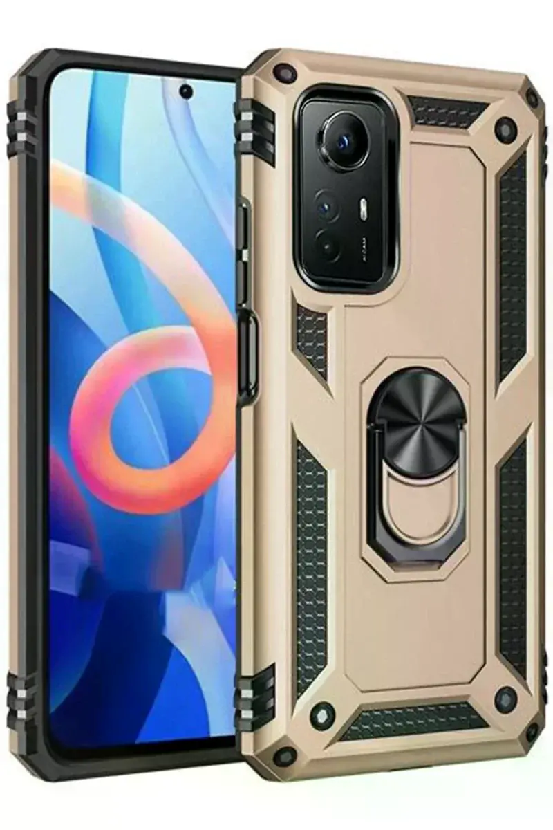 Xiao Red Note 12S Kılıf Sofya Yüzüklü Silikon Kapak - Gold