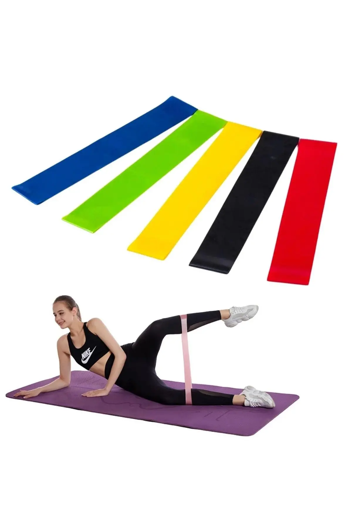 5li Egzersiz Direnç Bant Seti Pilates Crossfit Ekipmanları