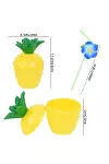 Ananas Hawaii Luau Aloha Pipetli İçecek Kabı Bardak 10x13 Cm 1 Adet-2
