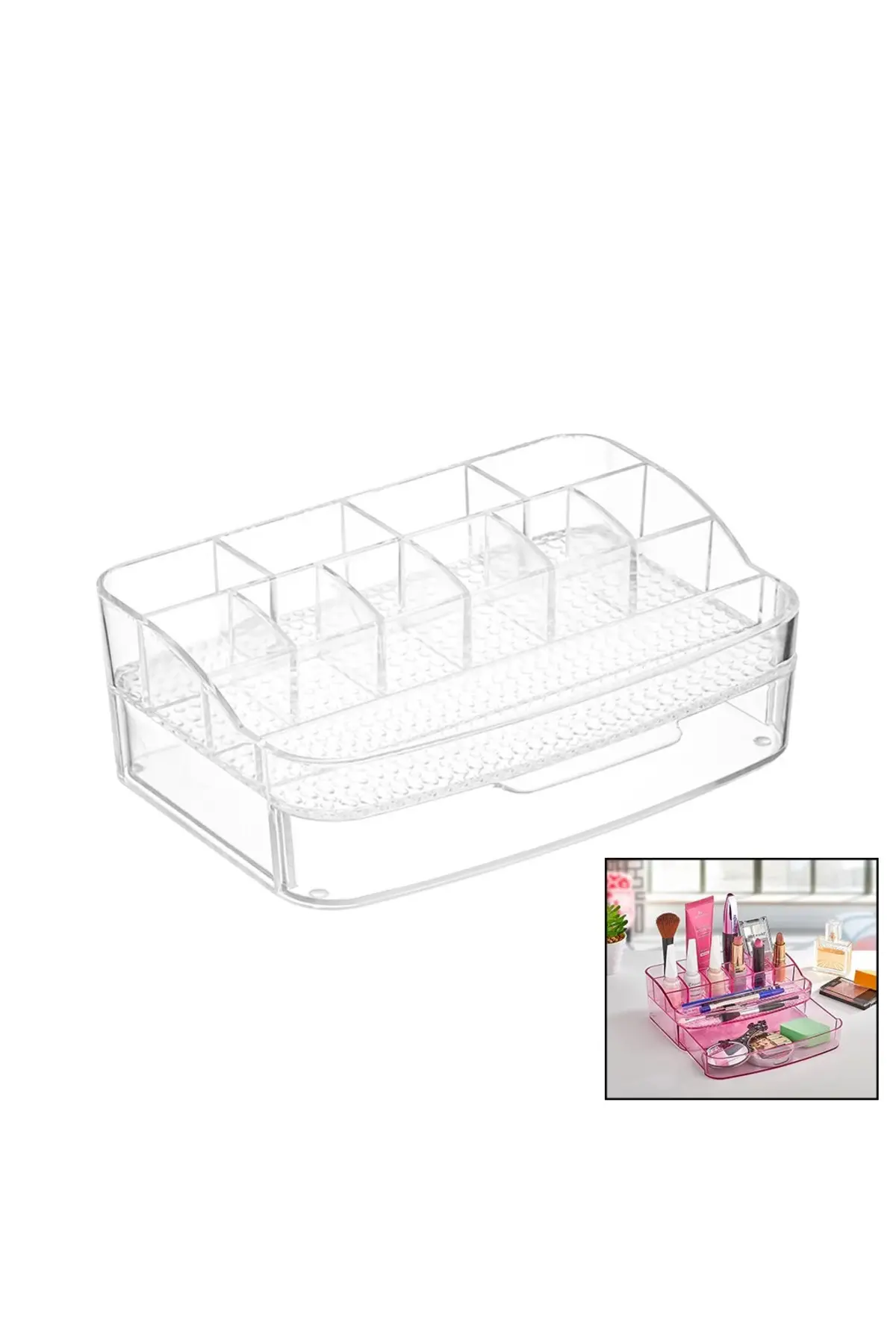 Makyaj Organizeri Çekmeceli - 12 BÖLMELİ=2+ 4+ 6 ka - Kristal Plastik