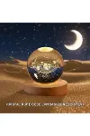 Dekoratif LED Kristal Küre Ahşap Altlıklı Şık Gece Lambası-1
