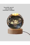 Dekoratif LED Kristal Küre Ahşap Altlıklı Şık Gece Lambası-6