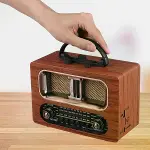 Büyük Boy Retro, Nostaljik, Ahşap Tasarım Bluetooth Hoparlörlü, Şarjlı, Taşınabilir FM/AM Destekli R-7