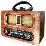 Büyük Boy Retro, Nostaljik, Ahşap Tasarım Bluetooth Hoparlörlü, Şarjlı, Taşınabilir FM/AM Destekli R-1