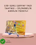 LED Işıklı Şeffaf Yazı Tahtası – Neon Etkili Akrilik Pano, Silinebilir, 7 Renkli Kalemli, 30x20 cm-1