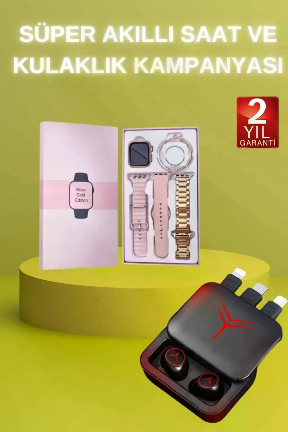Powerbank Özellikli Bluetooth Kulaklık ve Nabız Ölçer Akıllı Saat Bileklik Hediyeli