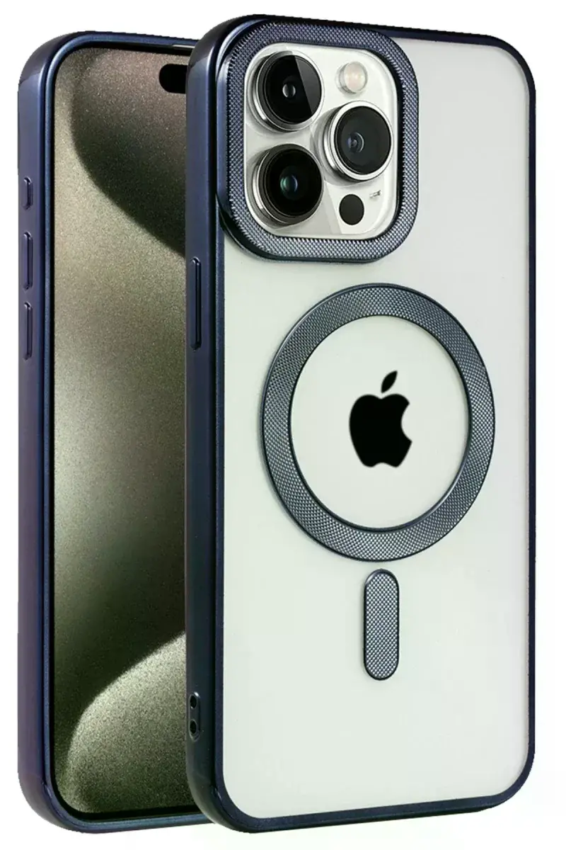 Apple iPhone 15 Pro Max Kılıf Kronos Magsafe Kapak - Lacivert
