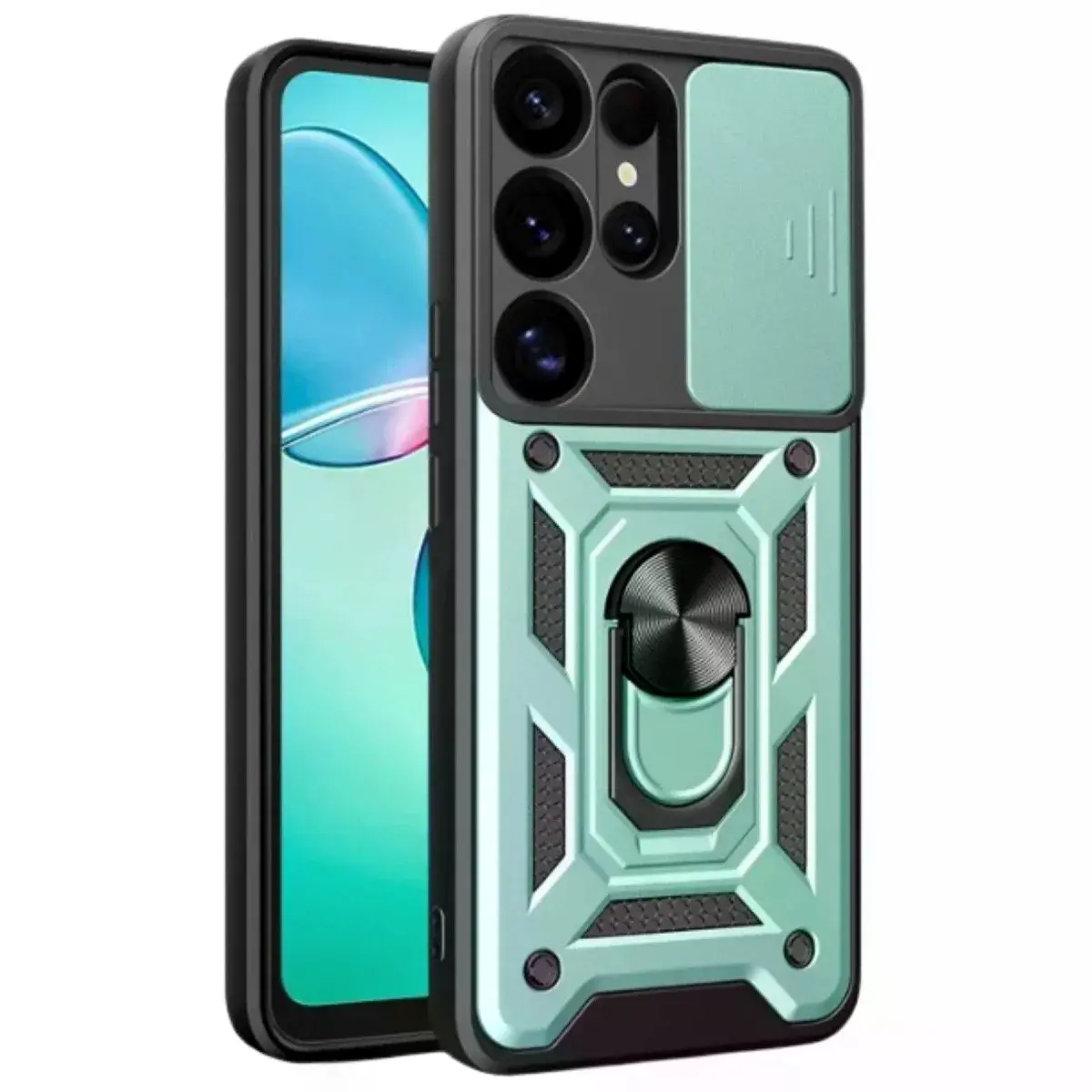 Samsung Galaxy S25 Ultra Kılıf Pars Lens Yüzüklü Silikon - Yeşil