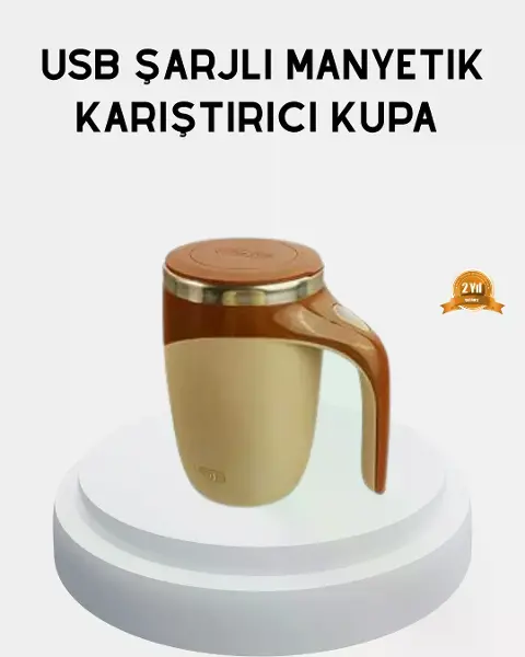 Şarjlı Otomatik Karıştırıcı Kupa Manyetik x Kupa Paslanmaz Çelik İç Astar