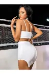 Will Like Özel Tasarım Beyaz Etekli Fantezi Mini Club Elbisesi-4