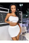 Will Like Özel Tasarım Beyaz Etekli Fantezi Mini Club Elbisesi-2
