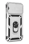 Apple iPhone 14 Pro Max Kılıf Pars Lens Yüzüklü Silikon - Gümüş-3