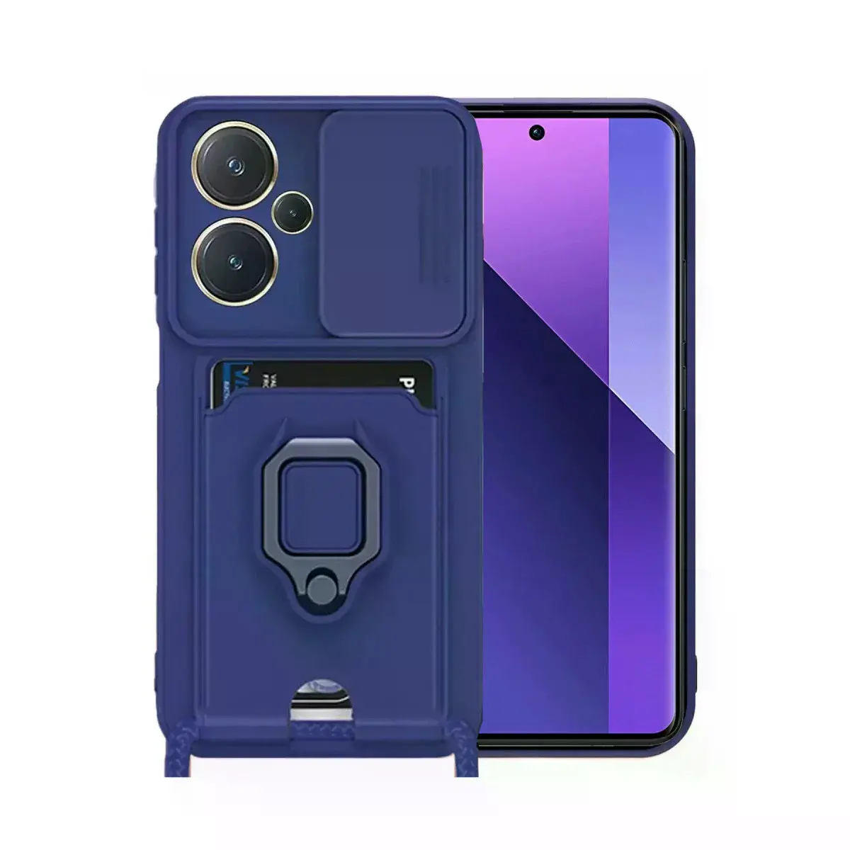 Xiao Red Note 13 Pro Plus Kılıf Zuma Kartvizitli Yüzüklü Silikon - Lacivert