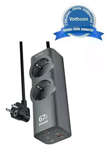 67w Hızlı Şarjlı Akıllı Çoklu Priz – 2000w Güç, 2 Usb-c + 2 Usb-a Çıkışlı, Telefon & Laptop Uyumlu