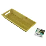 DİKDÖRTGEN=16X35CM DERİN=4.5CM Ahşap Bambu Sunum Tepsisi Çift Oyma Kulplu-1