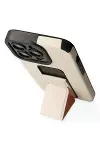 Apple iPhone 13 Pro Kılıf Mega Standlı Silikon - Gold-5
