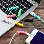 4'lü Apple, Android Şarj Kablosu Koruyucu Silikon Spiral Yay Aparat-1