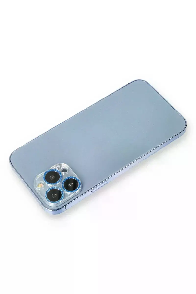 Apple iPhone 12 Pro Max Shine Kamera Lens Koruma Cam - Mavi