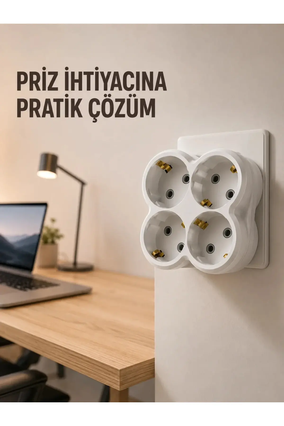 Tek Prizi 4’lü Yapan Priz Çoğaltıcı Direkt Prize Takılan Kablosuz Çoklayıcı