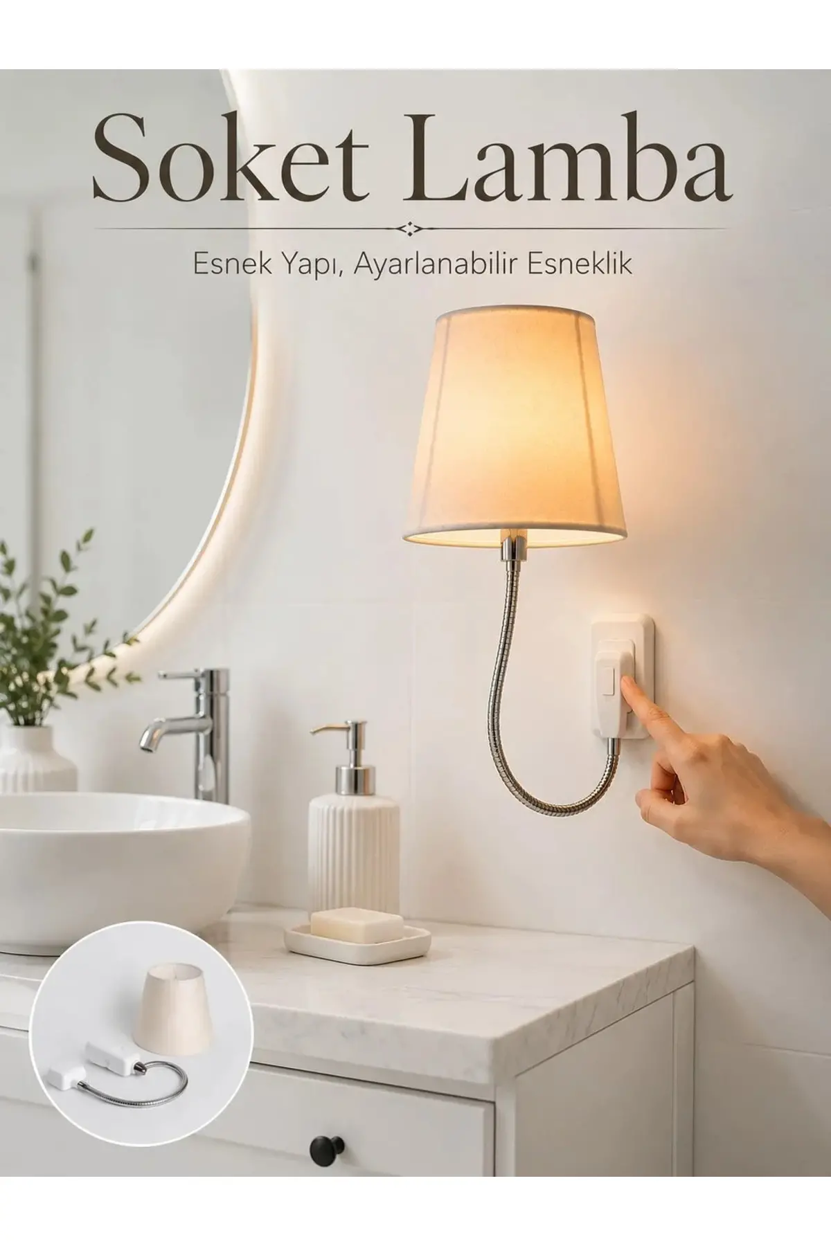 Soket Tipi Ayarlanabilir Başlıklı Dekoratif Gece Lambası