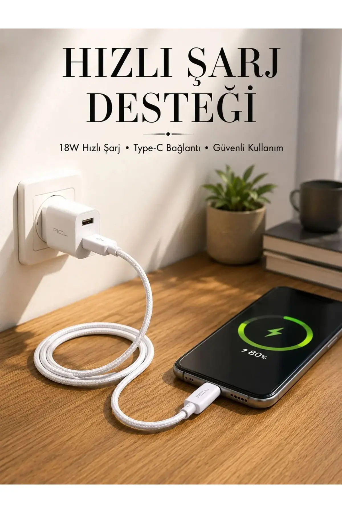 Type-C Girişli Cihazlar İçin Şarj Kablosu