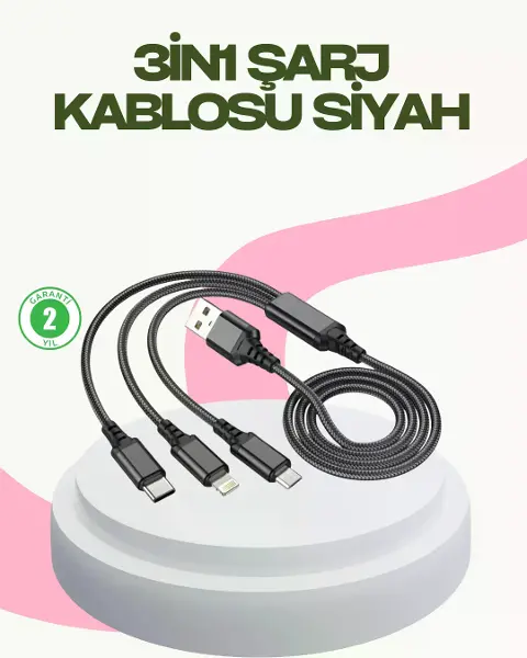 Hızlı Şarj Destekli Çoklu Şarj Kablosu – Seyahat ve Günlük Kullanım