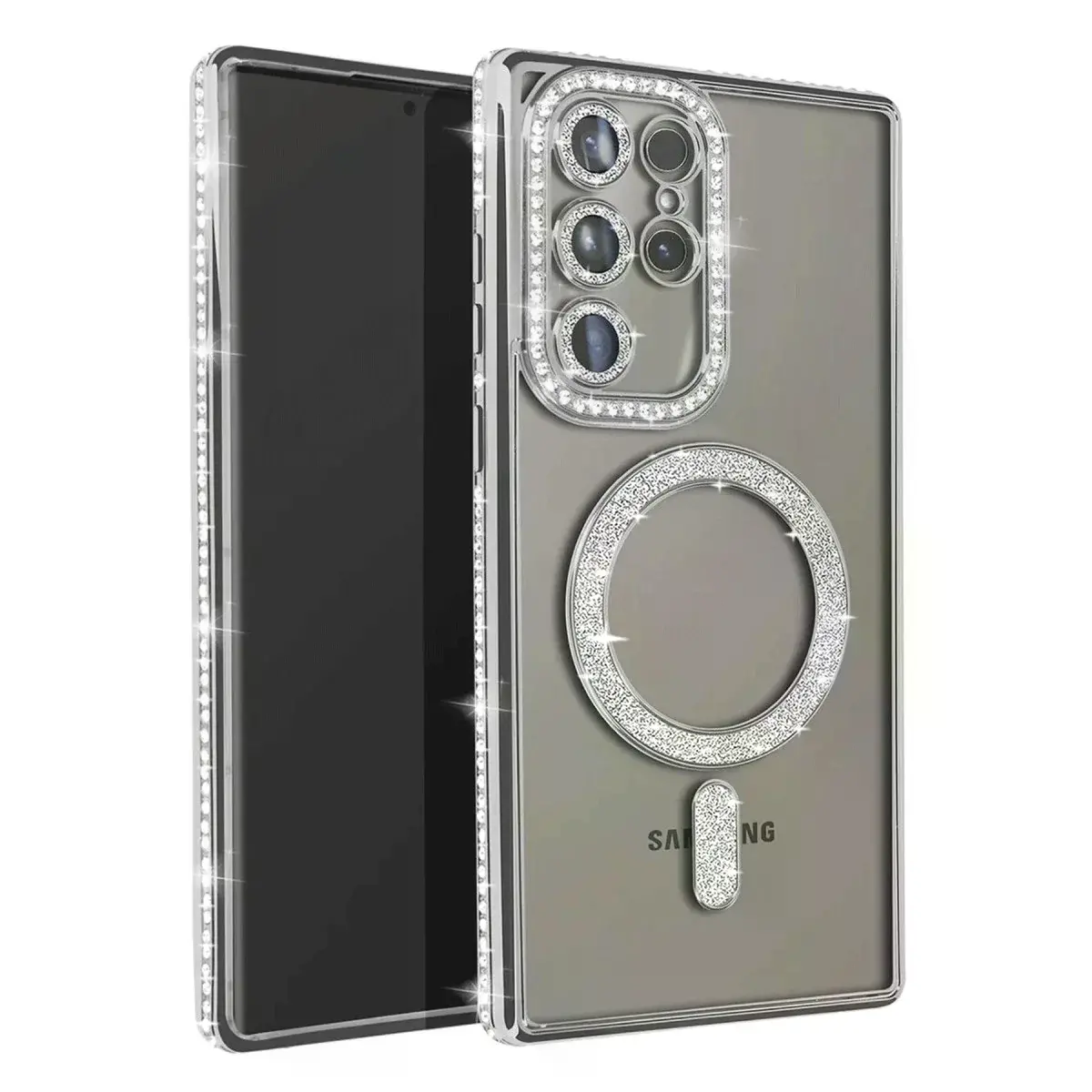 Samsung Galaxy S23 Ultra Joke Simli Magneticsafe Kılıf - Gümüş
