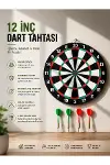 12 İnç Ahşap Dart Tahtası 4 Adet Metal Uçlu Dart Oku Dahil-1