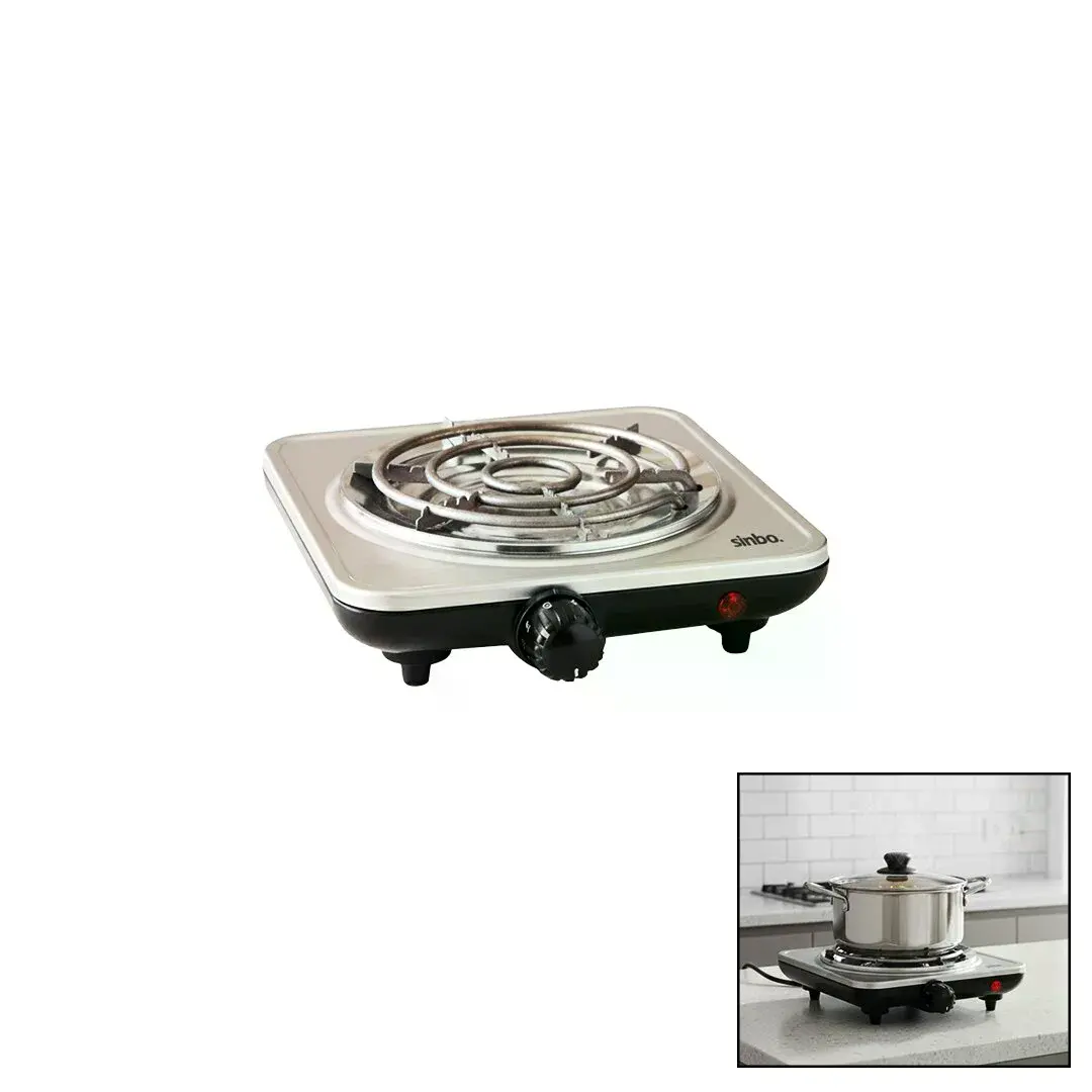 Gümüş Tek Gözlü Elektrikli Ocak 1000W 5 Farklı Ayarlanabilir Isı Kontorl Kaymaz Ayak Hızlı Isınan Ta