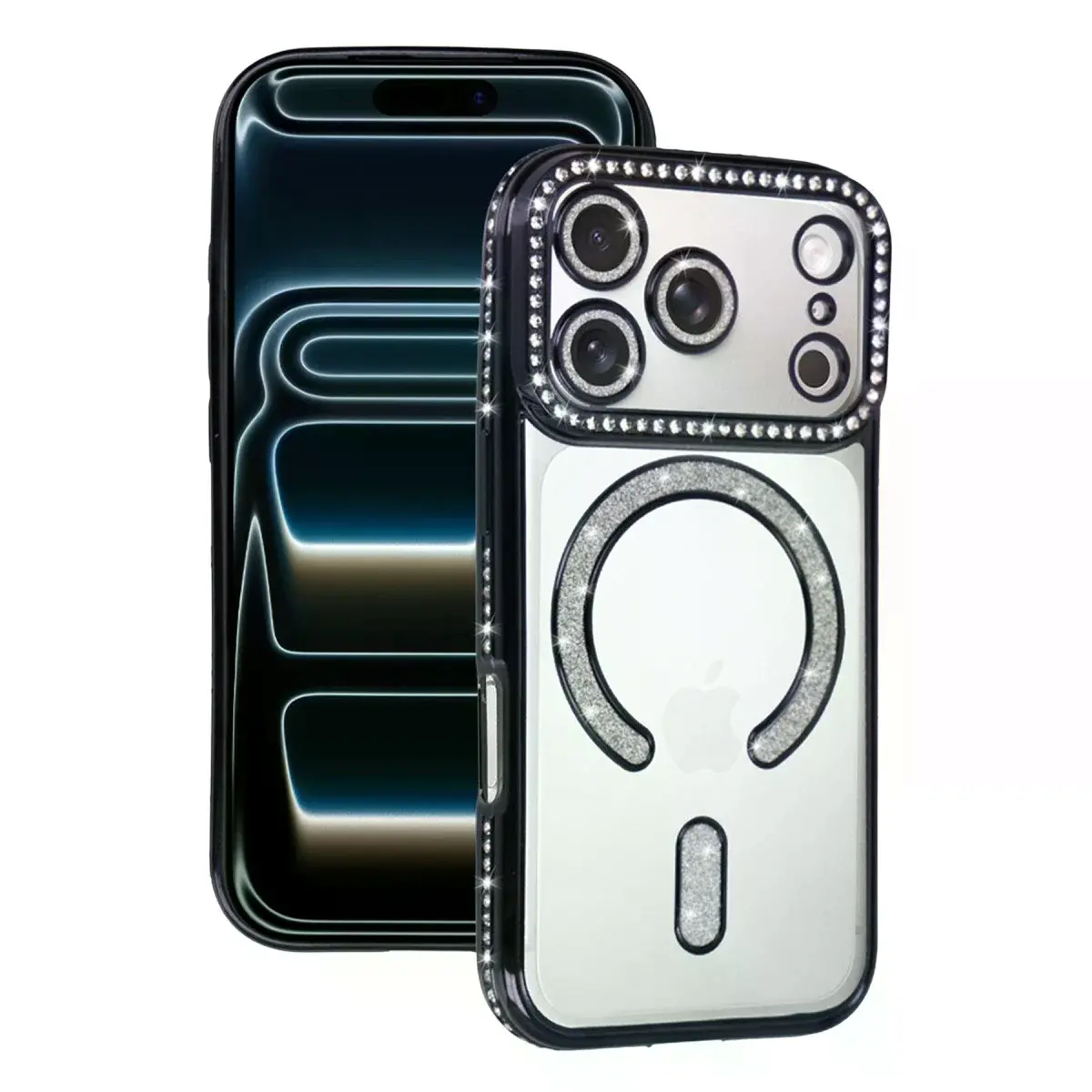 Apple İphone 17 Pro Joke Simli Magneticsafe Kılıf - Siyah