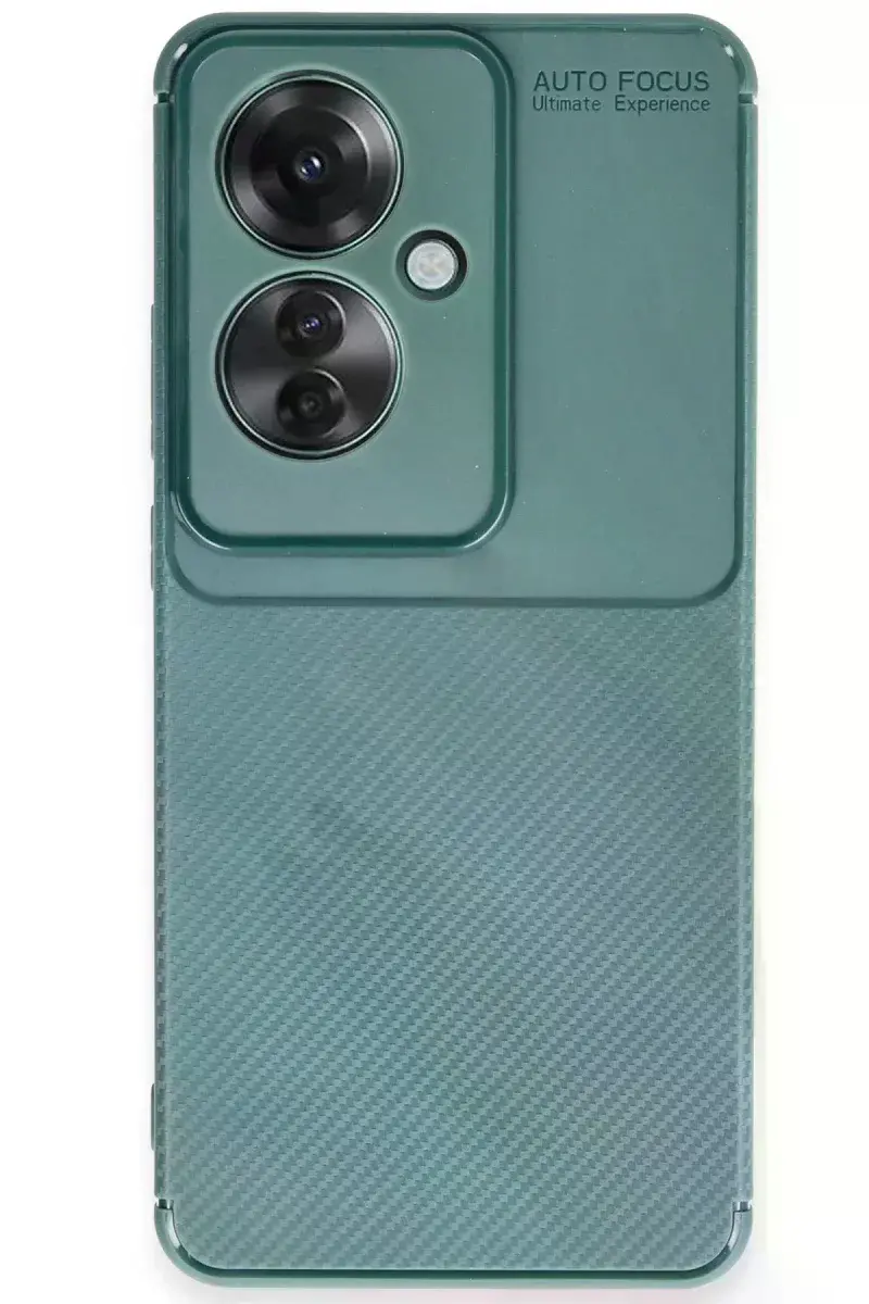 Oppo Reno 11F Kılıf Auto Focus Karbon Kapak - Koyu Yeşil