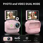 1080p Dijital Video Kamera (32gb) Kart Dijital Vlog Fotoğraf Makinesi Türkçe Pembe-4