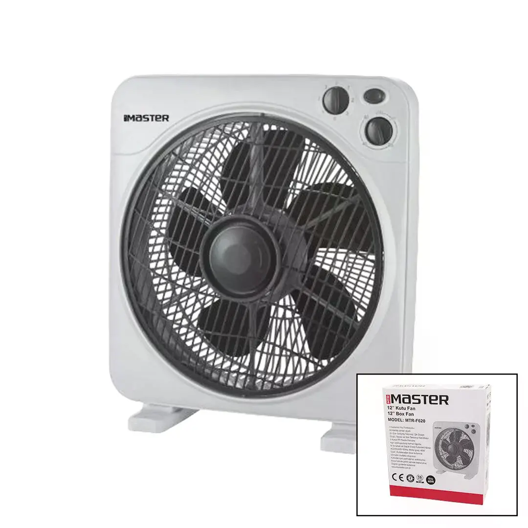 12 İnç Kutu Fan Vantilatör 3 Kademe Hız 5 Plastik Kanat 40W 60DK.ZAMAN Ayarlı MTR-F620