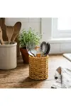 Yuvarlak Hasır Dokulu Plastik Rattan Kaşıklık & Çatallık – Askılı Kendiliğinden Tutmalı Çok Amaçlı M-1
