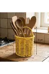 Yuvarlak Hasır Dokulu Plastik Rattan Kaşıklık & Çatallık – Askılı Kendiliğinden Tutmalı Çok Amaçlı M-10