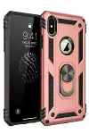 Apple iPhone X Kılıf Sofya Yüzüklü Silikon Kapak - Rose-1
