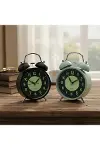 Alarm Clock NO-847 Yuvarlak Masa Çalar Saat Metal Kasa Renkli Pilli - Işıklı - Fosforlu Çap: 11CM BG-2