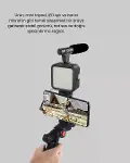 Profesyonel Vlog Çekim Kiti LED Işıklı Tripod krofonlu Telefon Seti-7