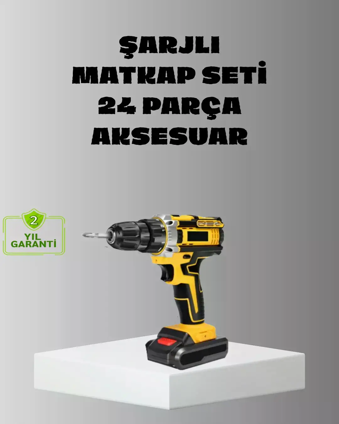 Şarjlı Darbeli Matkap Seti – 2 Bataryalı, 24W Güç, 24 Parça Aksesuar, LED Işıklı
