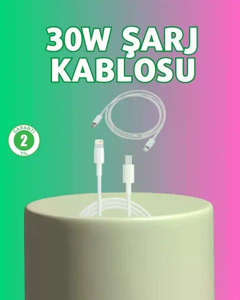 Kalite 30W Type-C Lightning Hızlı Şarj Kablosu – 1.2m Dayanıklı