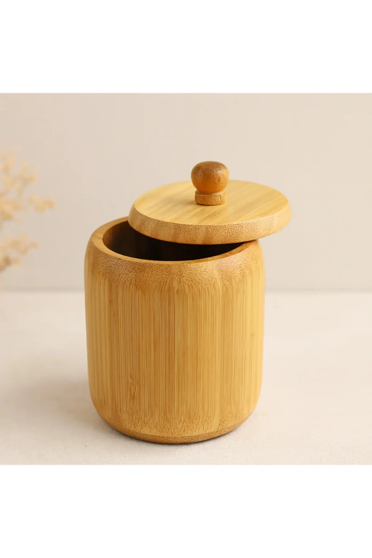 Ahşap Bambu Kapaklı Şekerlik 9 cm