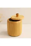 Ahşap Bambu Kapaklı Şekerlik 9 cm-2