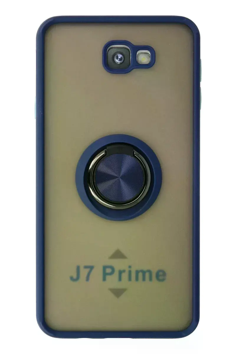 Samsung Galaxy J7 Prime Kılıf Montreal Yüzüklü Silikon Kapak - Lacivert