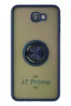 Samsung Galaxy J7 Prime Kılıf Montreal Yüzüklü Silikon Kapak - Lacivert-1
