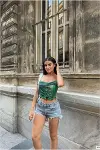 Kadın Şık Detay Kayık Yaka Büzgülü Bluz-9