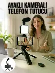 Telefon Tutucu Led Işıklı Kumandalı Mikrofon Telefon Vlog Video Kayıt Yeni Nesil-2