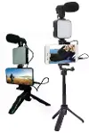 Telefon Tutucu Led Işıklı Kumandalı Mikrofon Telefon Vlog Video Kayıt Yeni Nesil-8