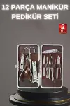 12 Parça Paslanmaz Çelik Kompakt ve Taşınabilir Manikür Makası Tırnak Makası-1
